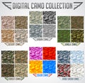 Seamless vector digital Pixel Camouflage collection Royalty Free Stock Photo