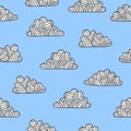 Seamless vector doodle clouds pattern Royalty Free Stock Photo
