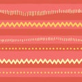 Seamless vector doodle pattern abstract horizontal lines, zigzag, dots, stripes. Red pink yellow tribal background. Texture for Royalty Free Stock Photo