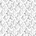 Seamless vector doodle pattern with black birds. Royalty Free Stock Photo