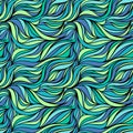 Seamless vector fabric pattern with lines. Abstract ocean wave nature eco background.