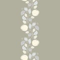 Seamless vector floral pattern with abstract flowers and leaves in monochrome gray pastel colors. Endless vertical border Royalty Free Stock Photo