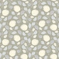 Seamless vector floral pattern with abstract flowers and leaves in monochrome gray pastel colors