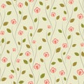 Seamless vector floral pattern with abstract flowers in natural colors. Simple background in retro style Royalty Free Stock Photo