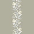 Seamless vector floral pattern with abstract flowers in pastel light beige colors. Endless vertical border Royalty Free Stock Photo