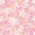 Seamless vector floral pattern with abstract flowers scattered random in monochrome pink colors