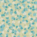 Seamless vector floral pattern abstract spring flowers and tree blossom hand drawn in sketch style in pastel blue and white colors Royalty Free Stock Photo