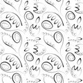 Seamless vector floral pattern. Decorative ornamental black and white background with flowers, leaves and decorative elements