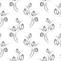 Seamless vector floral pattern. Decorative ornamental black and white background with flowers, leaves and decorative elements Royalty Free Stock Photo