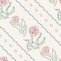 Seamless vector floral pattern. Embroidered tulips Royalty Free Stock Photo