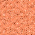 Seamless vector floral pattern. Red hand drawn background with different flowers Royalty Free Stock Photo