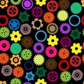Seamless vector gear and cogwheel retro color Royalty Free Stock Photo
