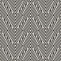 Seamless vector geometric pattern: black and white diagonal stripes, quirky lines, braid Royalty Free Stock Photo