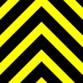 Seamless vector graphic of black upward pointing chevrons on a yellow background. This signifies danger or a hazard