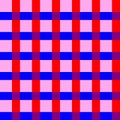 Seamless vector graphic of parallel red and blue lines intersecting at ninety degrees and forming a purple square at each Royalty Free Stock Photo