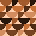 Seamless vector graphic of semi circles and quarter circles in shades of brown. It might be used as a retro fabric or wallpaper