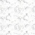 Seamless vector gray pattern with hand drawn pomegranates Royalty Free Stock Photo