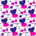 Seamless hand drawn heart pattern. Repetitive background