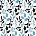 Seamless vector hand drawn leaf and berry pattern design