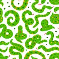 Seamless vector hand drawn pattern with snakes