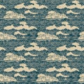 Seamless vector hand drawn traditional japanese cloud pattern