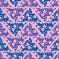 Seamless vector hevron geometri pattern with floral ornament