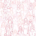 Seamless Vector illustration of crowd of women
