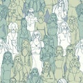 Seamless Vector illustration of crowd of women