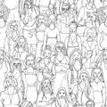 Seamless Vector illustration of crowd of women