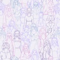 Seamless Vector illustration of crowd of women