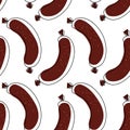 Seamless vector illustration of a large number of orange fried sausages, rotated from different angles Royalty Free Stock Photo