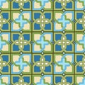 Seamless, Vector Image of Intersecting Rectilinear Shapes Forming Stylized Crosses in Green and Blue Tones. Can Be Used in Design Royalty Free Stock Photo