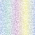 Seamless vector iridescent gradient pattern with white dotted circles forming lacy texture Royalty Free Stock Photo