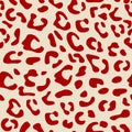 Seamless vector leopard pattern design, animal red and brown tile print background