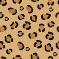 Seamless vector leopard print texture featuring classic spotted pattern in warm brown and black tones Royalty Free Stock Photo