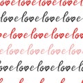 Seamless vector love pattern. Romantic lettering wallpaper. Royalty Free Stock Photo