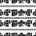 Seamless maya pattern. Black and white ethnic elements. Royalty Free Stock Photo