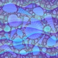 Seamless vector ocean pattern with seashells on rocky bottom under transparent blue waves. Ceramic tile for bathroom