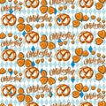 Seamless vector Oktoberfest pattern. Pretzel illustration. Royalty Free Stock Photo