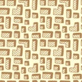 Seamless vector pattern . Abstract figures, bricks Mosaics. Hand drawn background Royalty Free Stock Photo