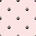 Seamless vector pattern with adorable coconut cocktail silhouette on pink background