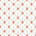 Seamless vector pattern of anchor, sailboat shape