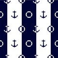 Seamless vector pattern with anchors and lifebuoys