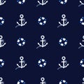 Seamless vector pattern with anchors sea texture decoration marine illustration Royalty Free Stock Photo