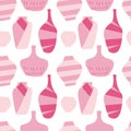 Seamless Vector pattern with ancient vessel for valentine`s day.In love,festive,pink,repeating hand painted print