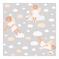 Seamless vector pattern with angels on sky background. Cupid on the background of the sky and clouds. Royalty Free Stock Photo