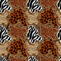 Seamless vector pattern with animal prints. Royalty Free Stock Photo