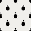 Seamless vector pattern with animals, black and white background with hedgehogs, over white backdrop Royalty Free Stock Photo