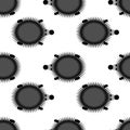 Seamless vector pattern with animals, black and white background with hedgehogs, over white backdrop Royalty Free Stock Photo