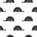 Seamless vector pattern with animals, black and white background with hedgehogs, over white backdrop Royalty Free Stock Photo